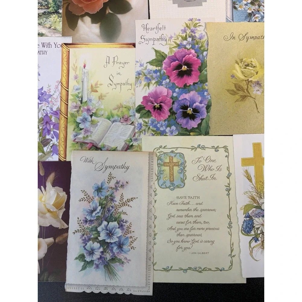 Vintage Sympathy Cards Fronts ONLY Scrapbooking Crafts Decoupage Lot of 50+